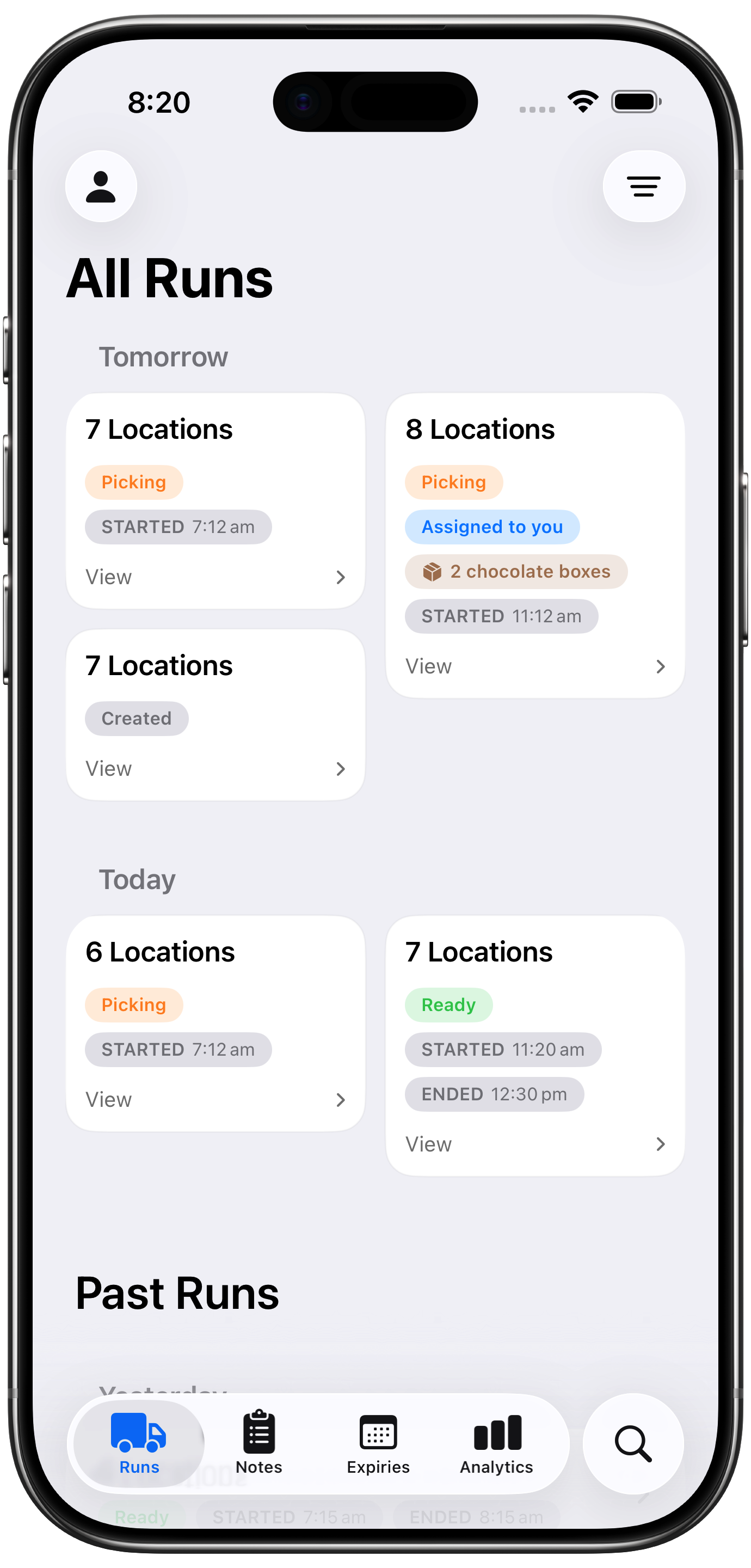 Picker Agent run summary screen